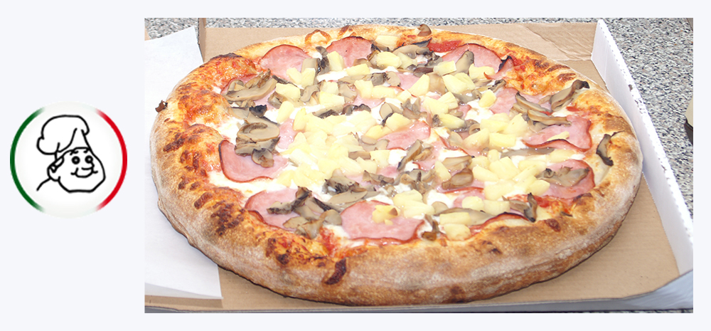Extra-large: Canadian style bacon, mushroom, pineapple - thick crust 